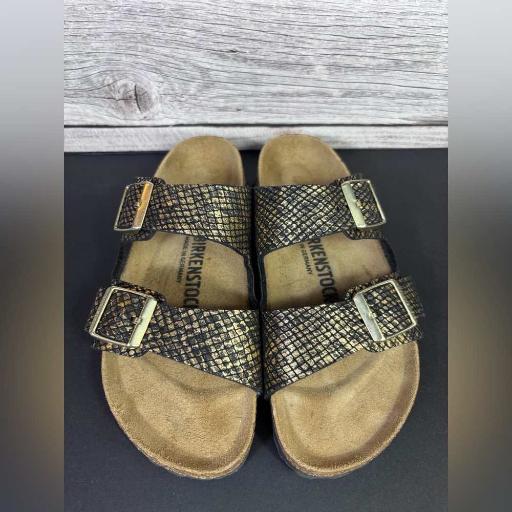 Birkenstock Arizona Shiny Python Black 36 Metallic Snake Sandals Costal Preppy